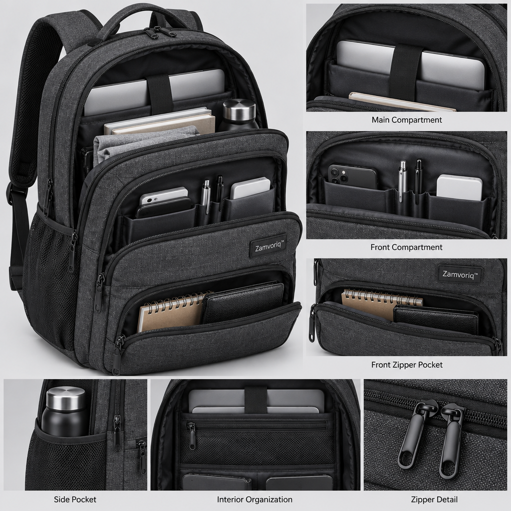 Zamvoriq™ Lightweight Multi-Compartment Everyday Backpack main image 03