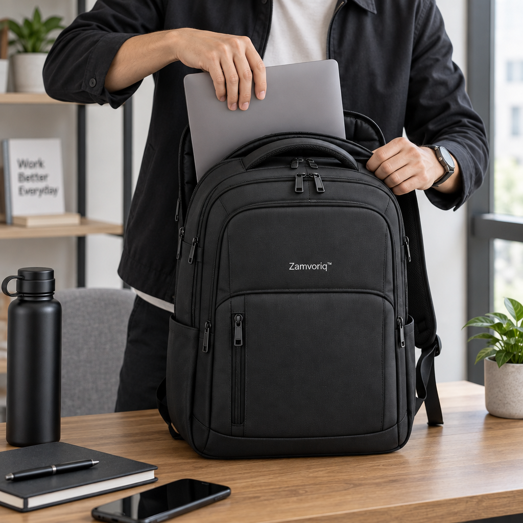 Zamvoriq™ Large Water-Resistant Commuter Laptop Backpack main image 04