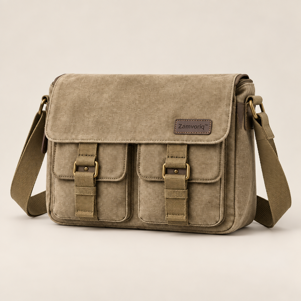 Zamvoriq™ Multi-Pocket Canvas Messenger Crossbody Bag hero