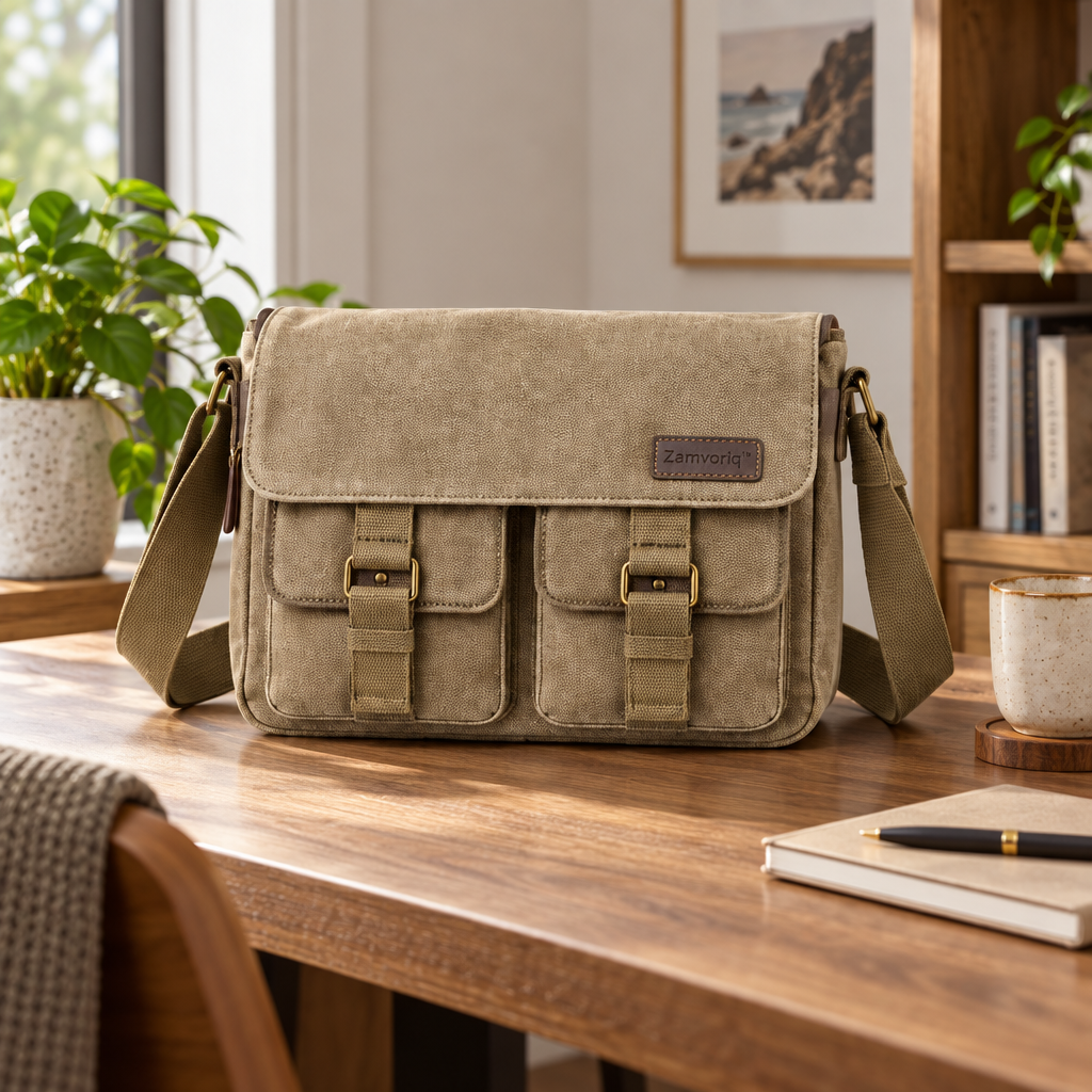 Zamvoriq™ Multi-Pocket Canvas Messenger Crossbody Bag main image 02
